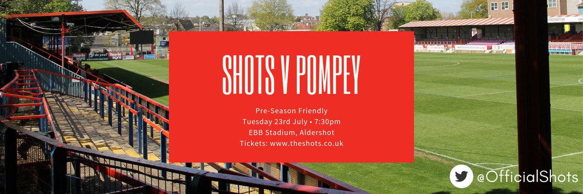 TOMORROW: We host Hampshire rivals @Pompey at the EBB Stadium for our first and only home fixture of pre-season. 7:30PM Kick Off. Full fixture info here: theshots.co.uk/shots-back-at-…