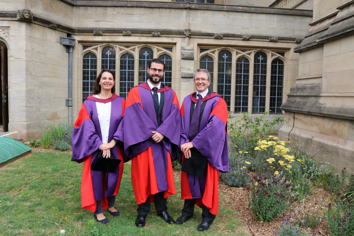 BristolCDTComms's tweet photo. Celebrating in style today @BristolUni Graduation. Dr Wael Boukley Hasan (centre), with supervisors Professor Angela Doufexi (left) and Mark Beach (right). https://t.co/CJNsfWJI1U