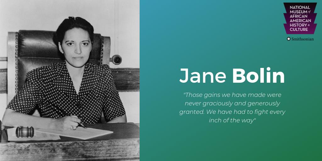 NMAAHC's tweet photo. #OTD in 1939, Jane Bolin became the 1st African American woman judge in the United States.
Bolin was also the first black woman to earn a degree from Yale Law School. #APeoplesJourney #Hiddenherstory https://t.co/YcV9u2N0xb