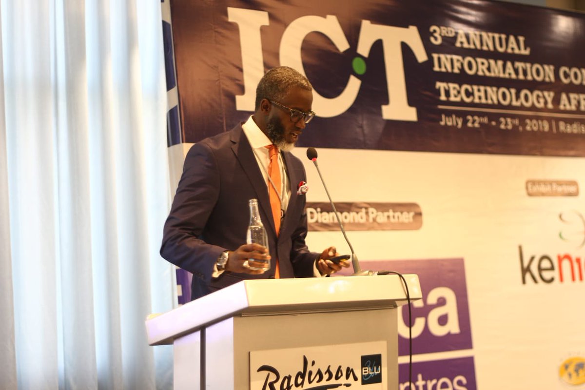 KenicTLD's tweet photo. Stephen Kiptinness - KeNIC Board member speaks on Current trends and emerging issues of Domain Name System (DNS) in Africa, at the ongoing 3rd Annual Information Communication Technology Africa conference. #dotke @Annual_ICT https://t.co/EEVEEbK6aq