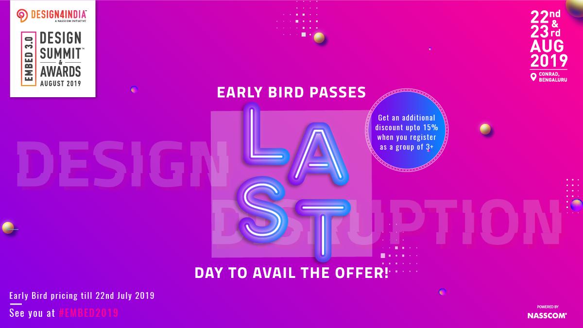 Design4India_'s tweet photo. Save yourself a spot at our Design Summit - where we reshape the future of design with gamechangers in the industry. Last chance to grab your early bird passes: https://t.co/5yd75aG9TL
#embed2019 #designsummit #design4india #designdisruption https://t.co/KSA8qgXRmK