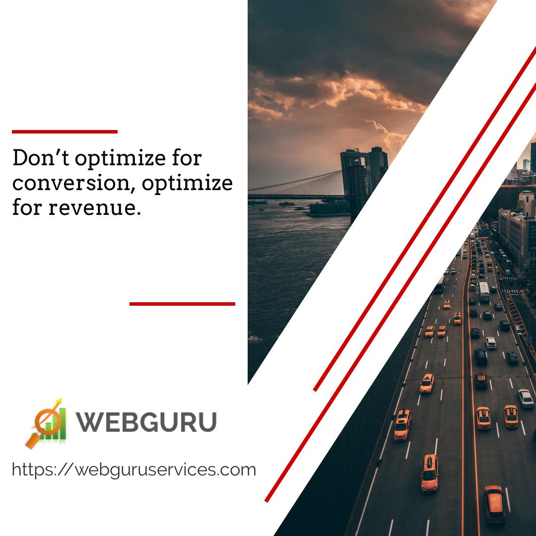 webguruservices's tweet photo. Don't Optimize for conversion, optimize for revenue #digitalmarkegin #socialmediamarketing https://t.co/R8SJWa3Xqs