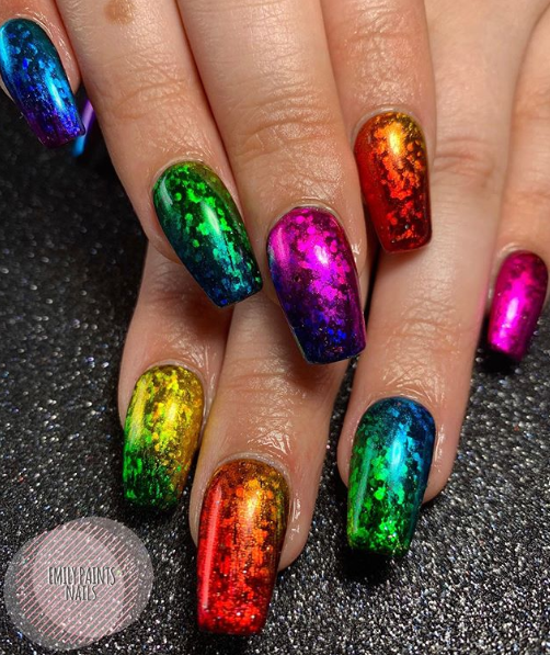 emilypaintsnails and the technicolour manicure with <a href="/lovelecente/">Lecenté™</a>'s new Rainbow Shimmer foil