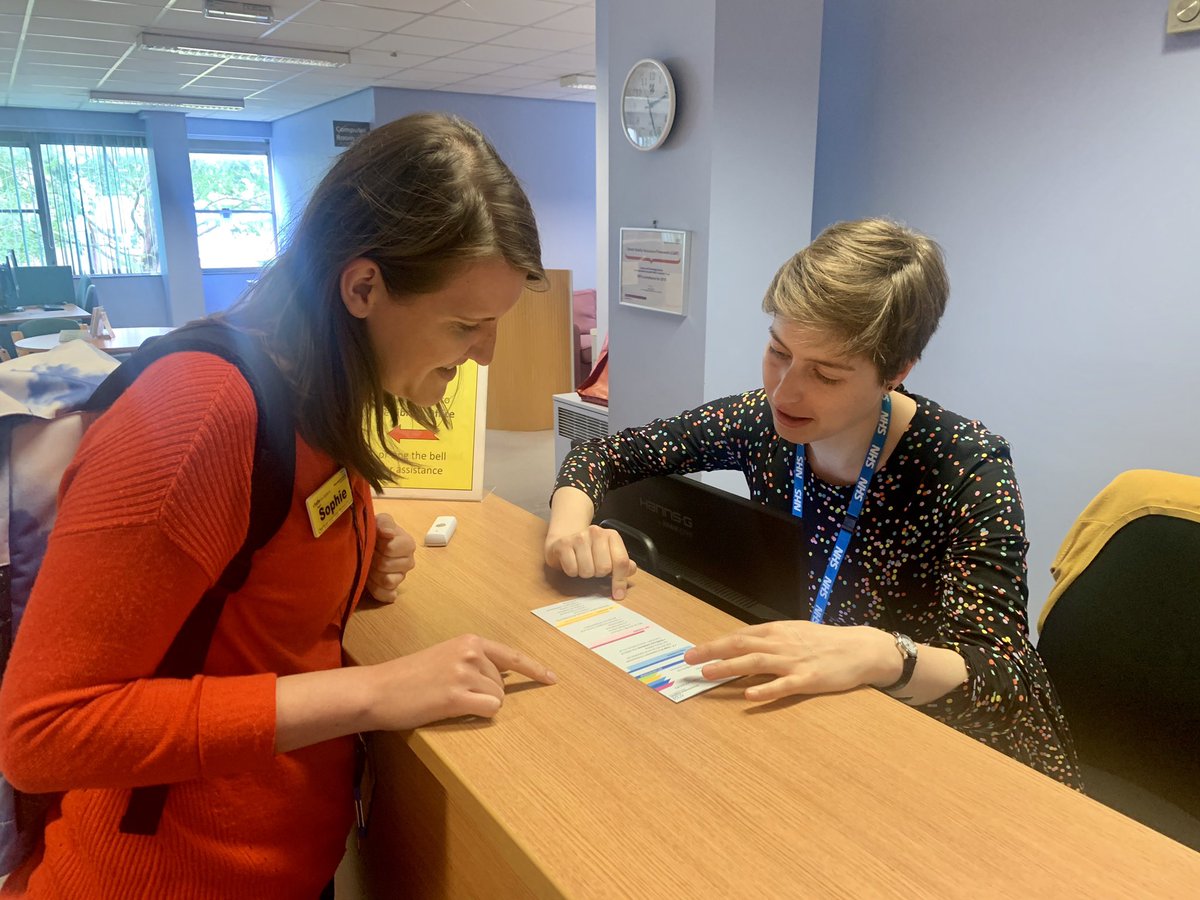 GloSTaRsNHS's tweet photo. Do you utilise your @gloshospitals library services? Our library has a wealth of knowledge for you at their fingers tips. Librarian @tin_angels is helping us to put in a research request for EB information. Email the team about knowledge share for your monthly articles. 👍🏼 https://t.co/j3hqHErfDn