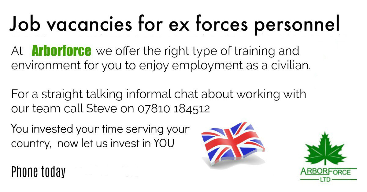 arborforce.com/recruitment/

JOBS JOBS JOBS for ex-serving personnel 🇬🇧
#arborforce #jobs #workingoutdoors