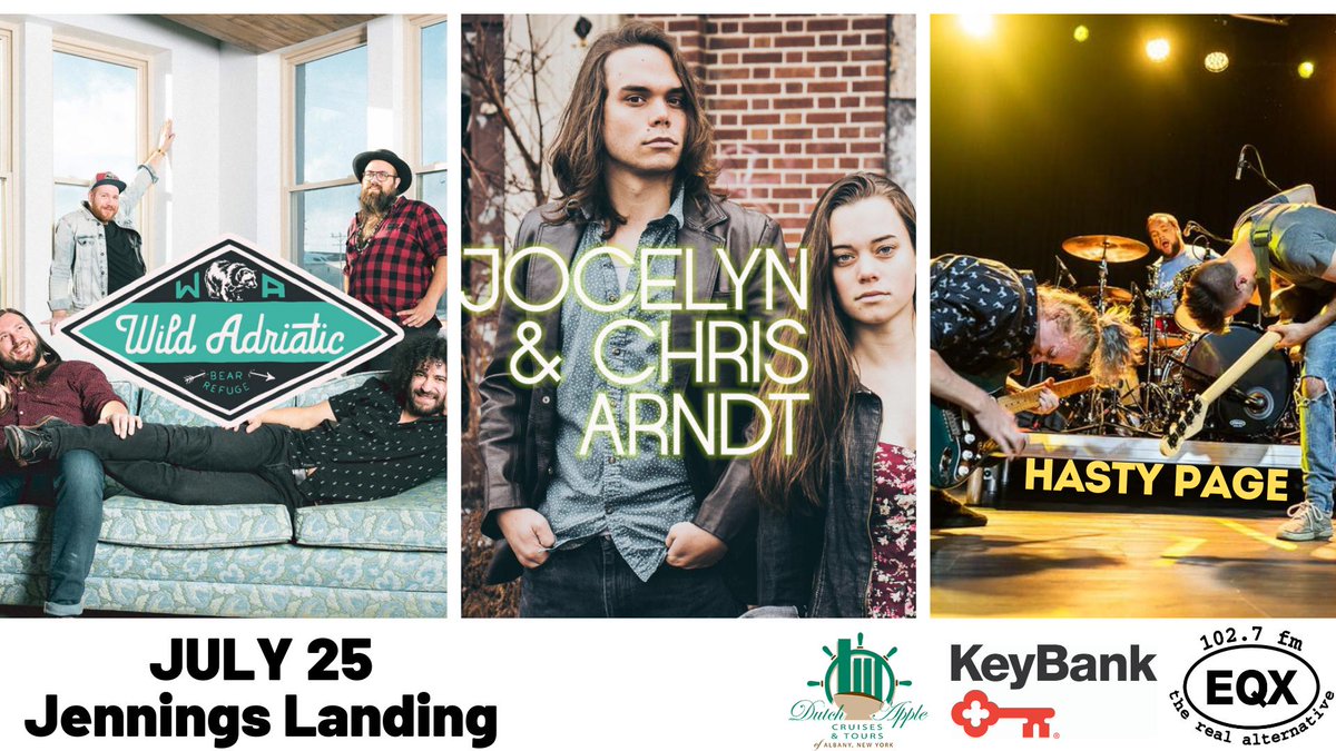 This week at Alive at Five we have three amazing bands on one special night! Alive at Five with <a href="/WildAdriatic/">Wild Adriatic</a> and <a href="/jocelynandchris/">jocelynandchris</a> with <a href="/HastyPage/">Hasty Page</a> presented by <a href="/DutchAppleCruis/">Dutch Apple Cruises</a> and <a href="/weqx/">暇人🕊＊</a>!