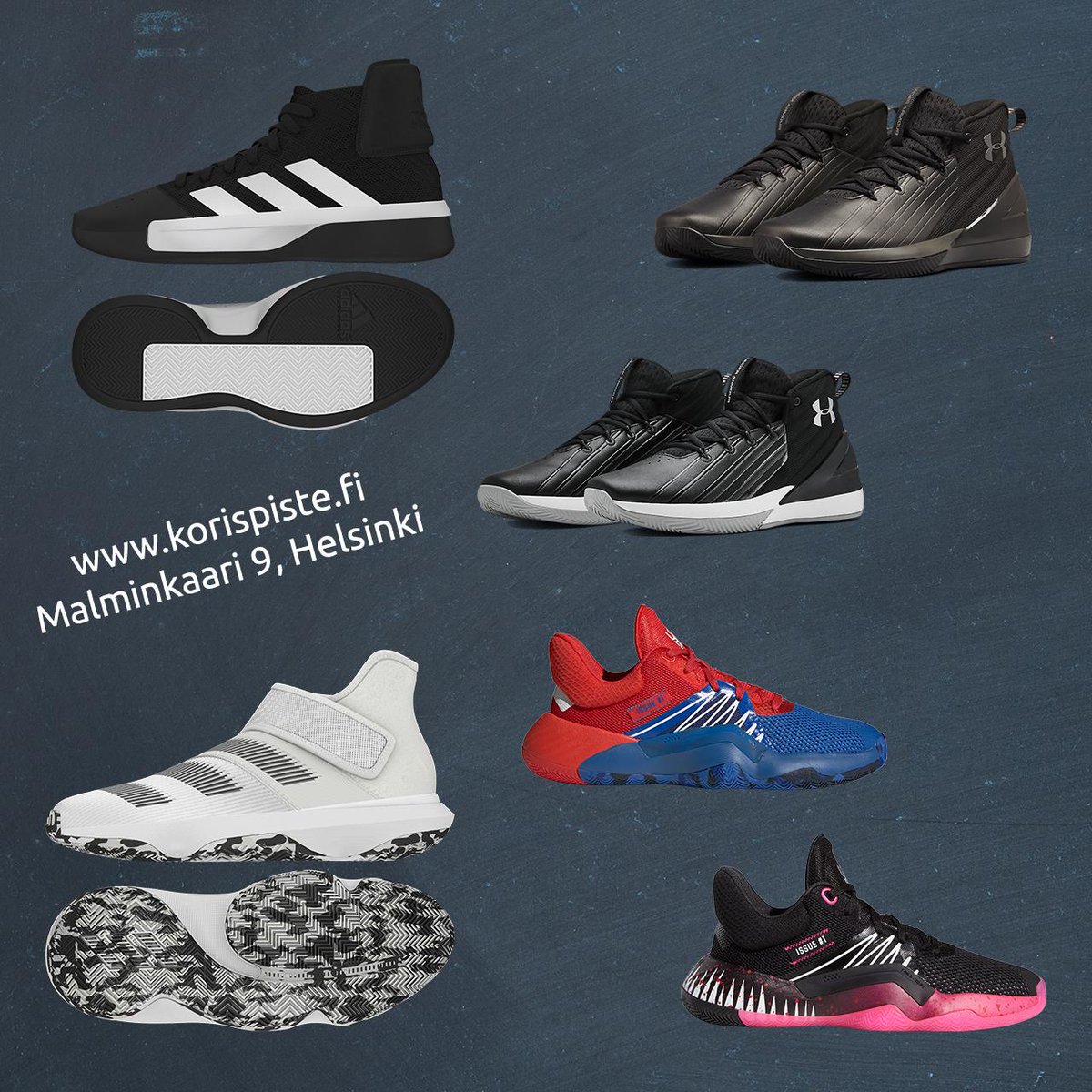 Kenkävalikoimaamme on saapunut rutkasti uutuuksia! Kokoja löytyy runsaasti niin aikuisille, kuin junioreille!

Myymälässä paljon myös poistokenkiä! Tsekkaa viikon tarjoukset: korispiste.fi

Malminkaari 9, Helsinki

Aukioloajat:
Arkisin klo 10-20
Lauantaisin klo 11-16