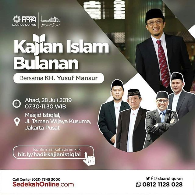 Assalamualaikum warahmatullahi wabarakatuh
.
Hadirilah Kajian Bulanan Istiqlal PPPA Daarul Qur’an dengan tema Halal Bi Halal Bersama KH. Yusuf Mansur dan Keluarga Besar Daarul Qur'an
.
Yuk, simak Tausiyah dari KH. Yusuf Mansur pada Kajian Islam Bulanan d… instagram.com/p/B0OXBRLl9RB/