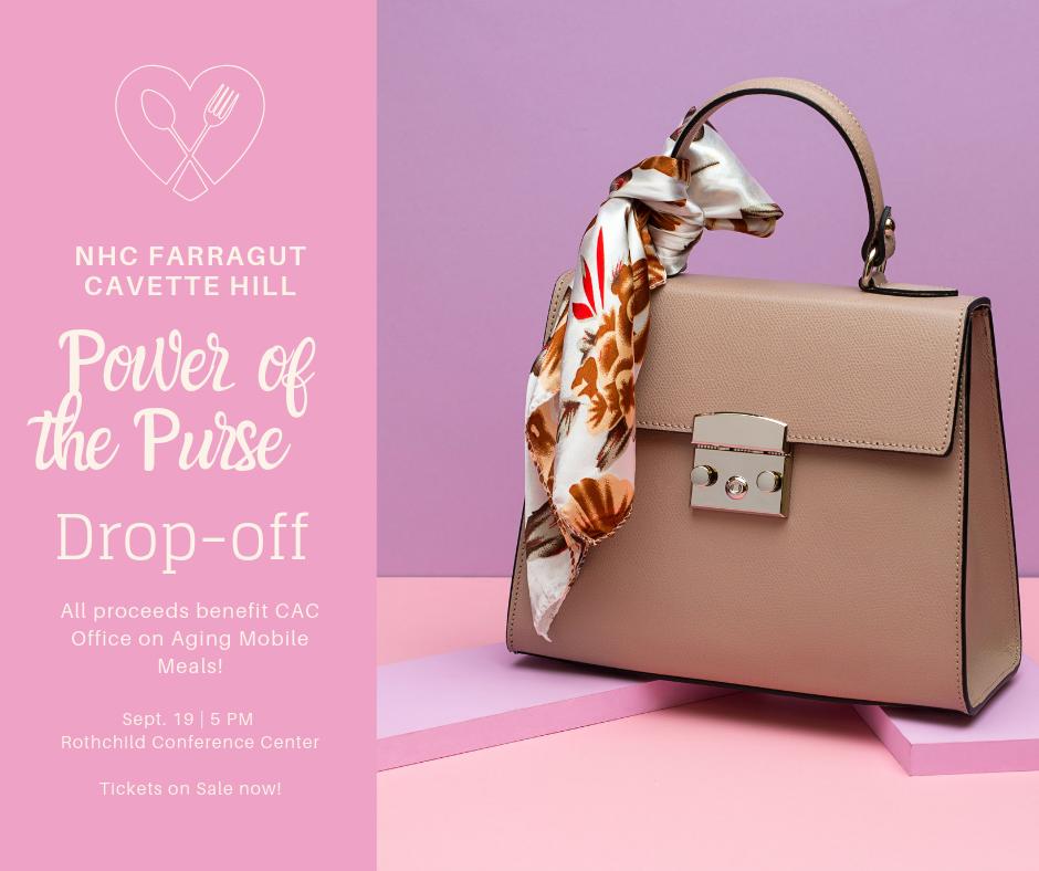 nhcfarragut's tweet photo. Donate your old purses and jewelry to Power of the Purse Knoxville to benefit Mobile Meals! Cavette Hill is a drop off location--just look for the bedazzled bin! https://t.co/SjjE23WxfY