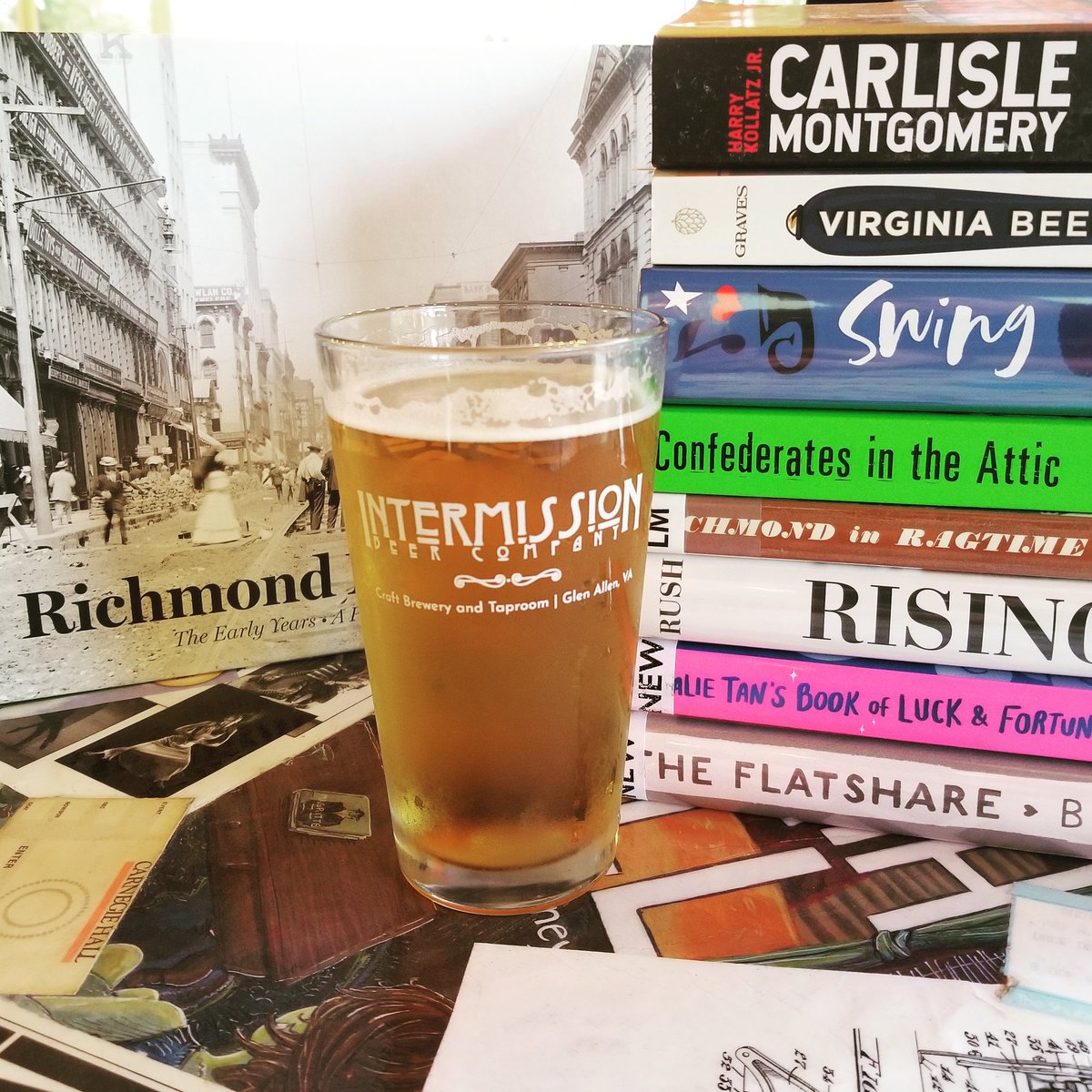 FollowMeDogTr's tweet photo. Books &amp; Brews at @Intermission_BC is celebrating 50 yrs of love by highlighting some Virgina authors! @kwamealexander #VABeer #RVAbeer #VAauthors @VisitRichmond https://t.co/Ir2Vnsc6Vy