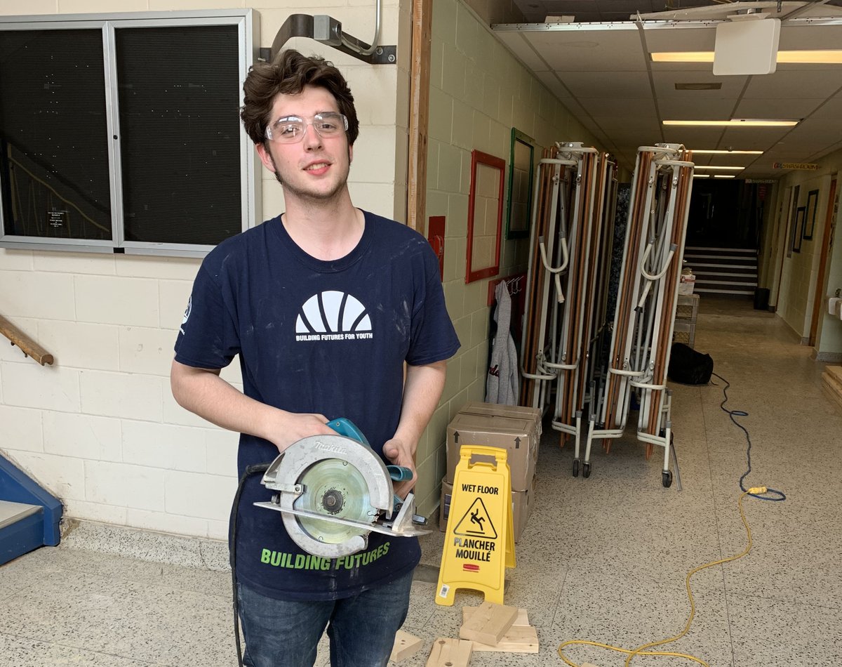 CANS_BFY's tweet photo. School's out for the summer, but some students can't stay away! #BFYstudent, Hamish is working with the Annapolis Valley Regional Centre for Education's operations department, helping look after construction projects around the school while classes are done for the summer. https://t.co/NosaajBauP