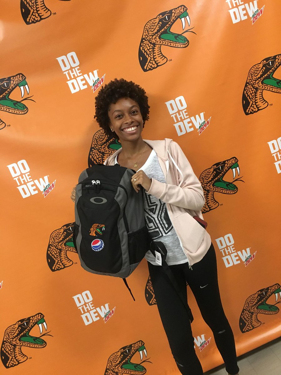 bas_famu's tweet photo. Congrats to @captainbribri for winning "Pepsi Challenge at FAMU" prize pack drawing! She walked away with a @pepsi and @FAMU_1887 branded back pack, t-shirts, hats, and other SWAG items. #FAMUPepsiChallenge #FAMUBAS https://t.co/96RpPxwdJ2