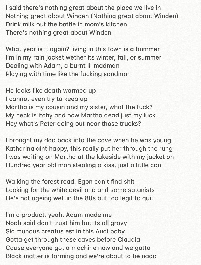petepapa's tweet photo. very niche parody track. Jonas from @DarkNetflixDE singing”Nothing Great About Winden”. Original track by @slowthai 

cc: @thewatchpod https://t.co/cTH17ox3sH