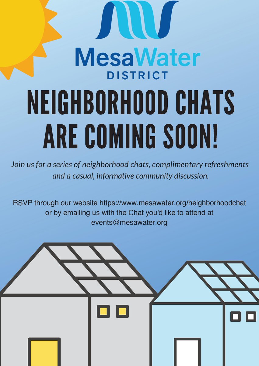 MesaWater's tweet photo. We'll be hosting ten Neighborhood Chats over the course of the summer, so be sure to register to whichever one is closest to you! || #MesaWaterMonday #Community #NeighborhoodChat Registration is available at: https://t.co/KXDb2C2gr2 or through email at events@mesawater.org https://t.co/jIw4uxZpiB