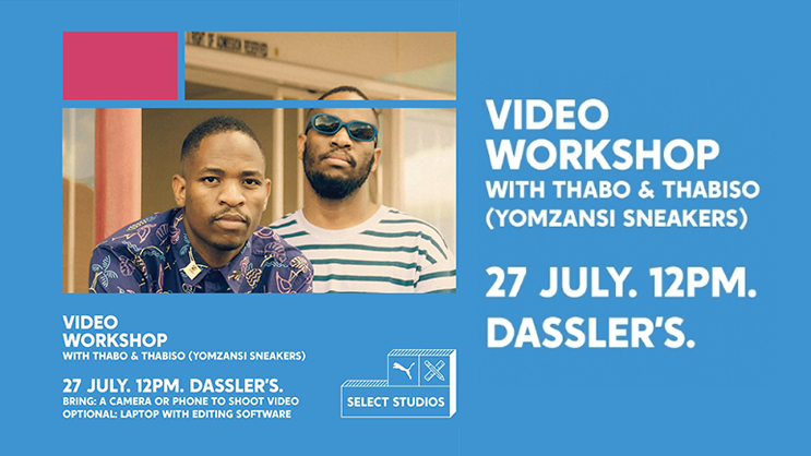 yomzansisneaker's tweet photo. Happening this coming Saturday!

@PUMASouthAfrica x SELECT STUDIOS: Video Workshop with @ThaboThabiso [YoMzansi Sneakers] 📱Full details (Link: https://t.co/Lp80UFiFtF)

#SelectStudios https://t.co/Mxf7pYRUru