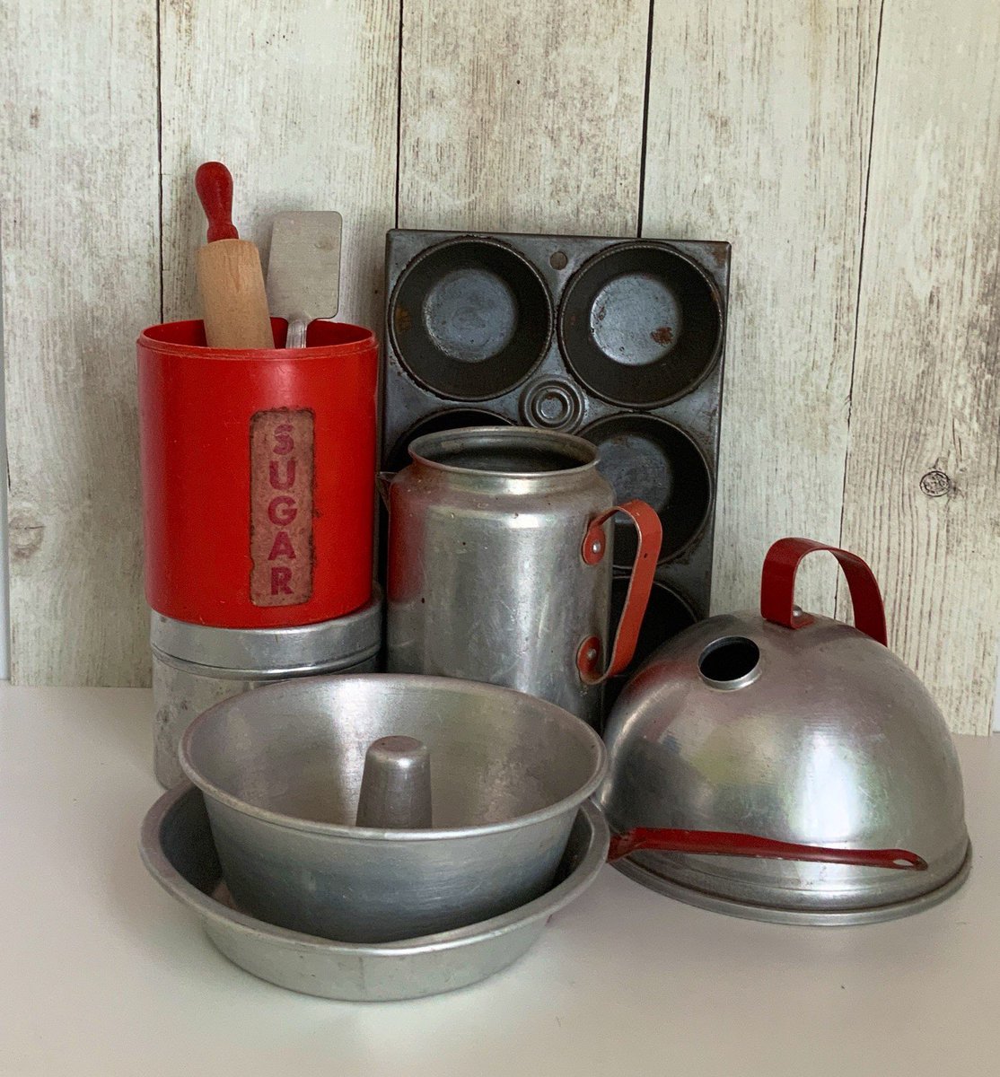 vintage metal child's kitchen set