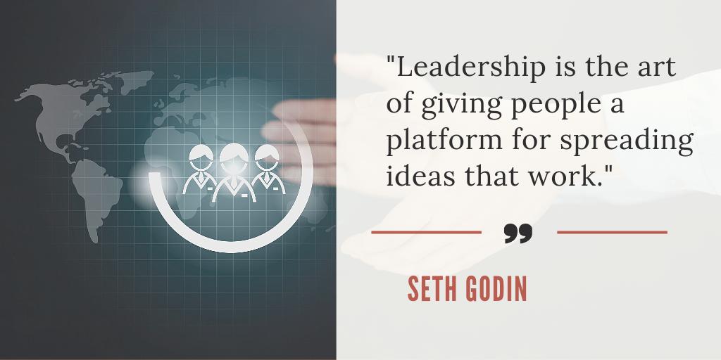 kkadlec17's tweet photo. "Leadership is the art of giving people a platform for spreading ideas that work." -Seth Godin #leadership #success #motivationalquote https://t.co/q0St8FgAuU