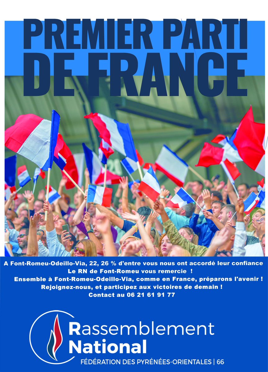 a_souaillat's tweet photo. Les militants #RN66 de #fontromeu distribueront prochainement ce tract de remerciement aux électeurs #Romeufontains. #municipales2020 https://t.co/qbZgPvKoHz