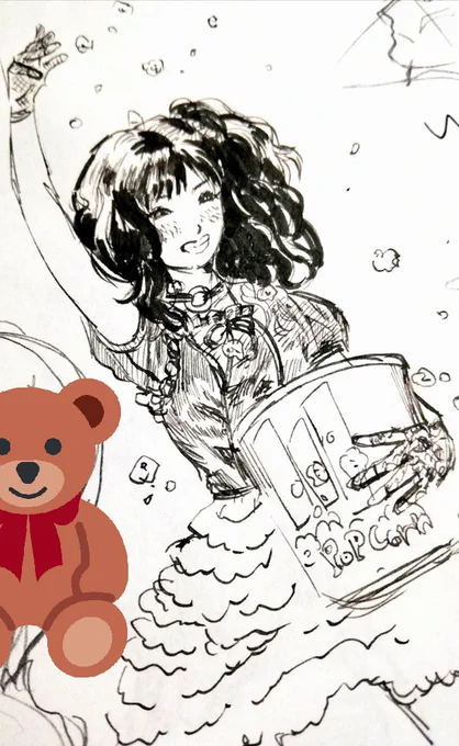 2016年にセクキャのMVを見て描いたポップコーンまき散らすまーちゃん 