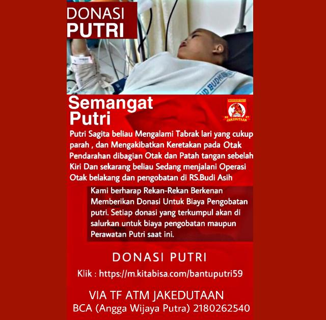 jak_srengseng's tweet photo. #SemangatPutri Salah satu Keluarga Kami Putri Sagita menjadi korban tabrak lari, dan mengalami pendarahan dibagian otak &amp; Patah Tangan Kiri. Sekarang sedang dirawat di RS Budi Asih. https://t.co/lURDYfWjyF
