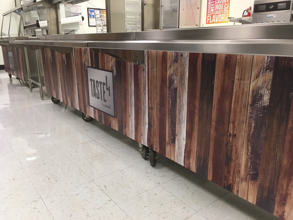 SodexoLife's tweet photo. Giving LOCS a fun cafeteria facelift #FoodIsFun @sodexoUSA @lifeschools @Life_Lions https://t.co/wKovHXqOYB