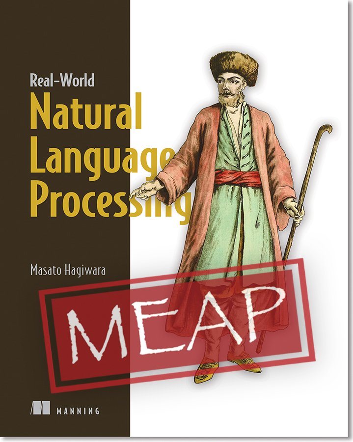ManningBooks's tweet photo. Deal of the Day July 22: Half off new MEAP Real-World Natural Language Processing! Use code dotd072219tw at https://t.co/H192Hm3wji @mhagiwara #NLP #AllenNLP #fairseq #machinelearning #deeplearning #ML #DL https://t.co/ospnIbgMOK