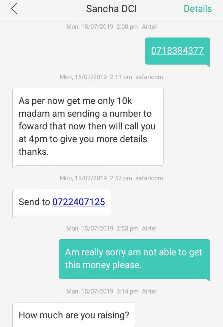 bonifacemwangi's tweet photo. Martha Wanjiru's daughter was assaulted and murdered in her bed by her school Principal, the crime covered up by the deputy and the matron.She informs me that the officer who was investigating her daughter’s murder is asking for bribes to arrest the killers. Here are screenshots. https://t.co/XfTR9kCglU