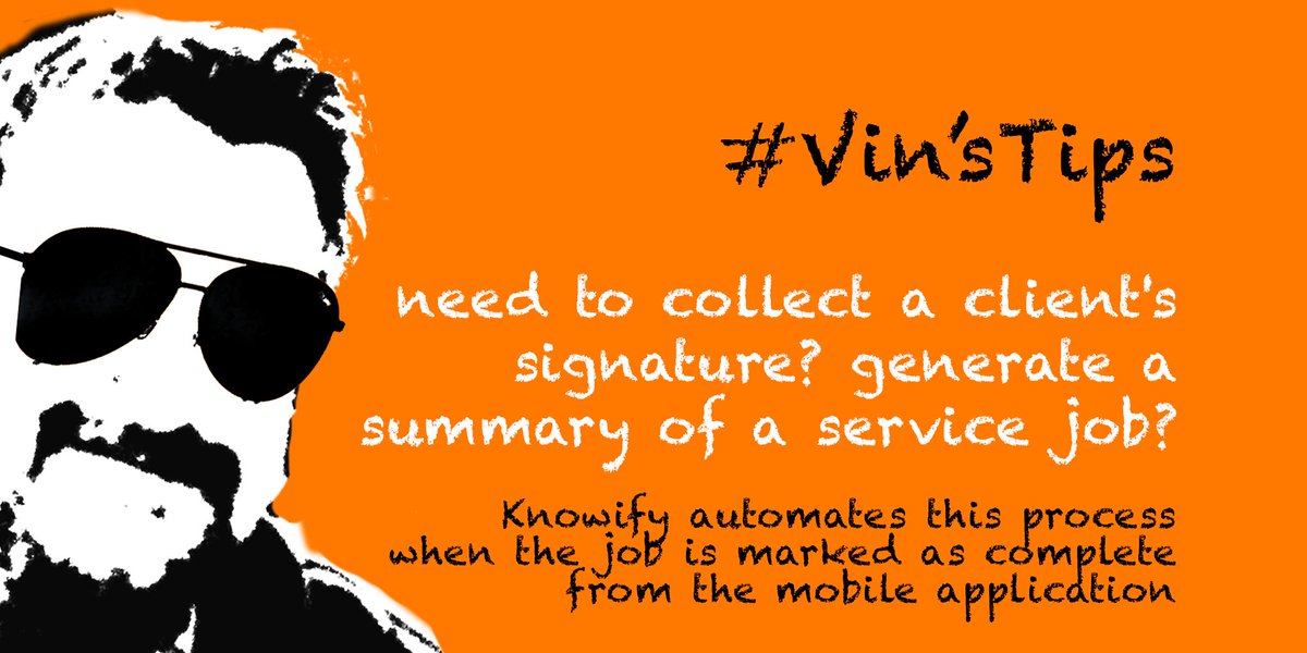 knowify's tweet image. #VinsTips
If you need to collect a client's signature and/or generate a summary at the completion of a service job, Knowify automates this process when the job is marked as complete from the mobile application.
#digitaltransformation #automation #smartphone #app