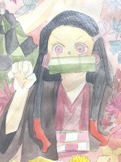 さんたさんがTwitterに投稿した竈門禰豆子(鬼滅の刃)のイラスト。