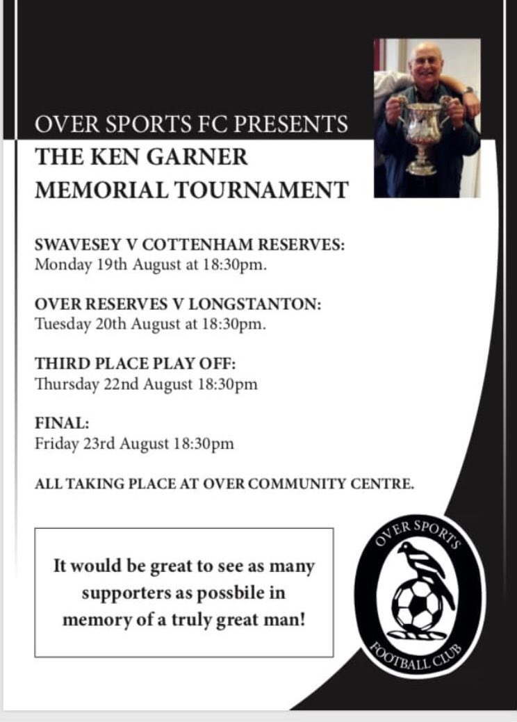 RESERVES Games - once again, all held at Cottenham Village College before returning to CPA. we face <a href="/MepalFC/">Mepal Sports FC</a>, @BTFCAdults, @GuyhirnF and @FordhamResFC as well as participating in the Ken Garner Cup at <a href="/OverSports_FC/">Over Sports FC</a>. Luke &amp; Shag still looking for Res players too so get in touch