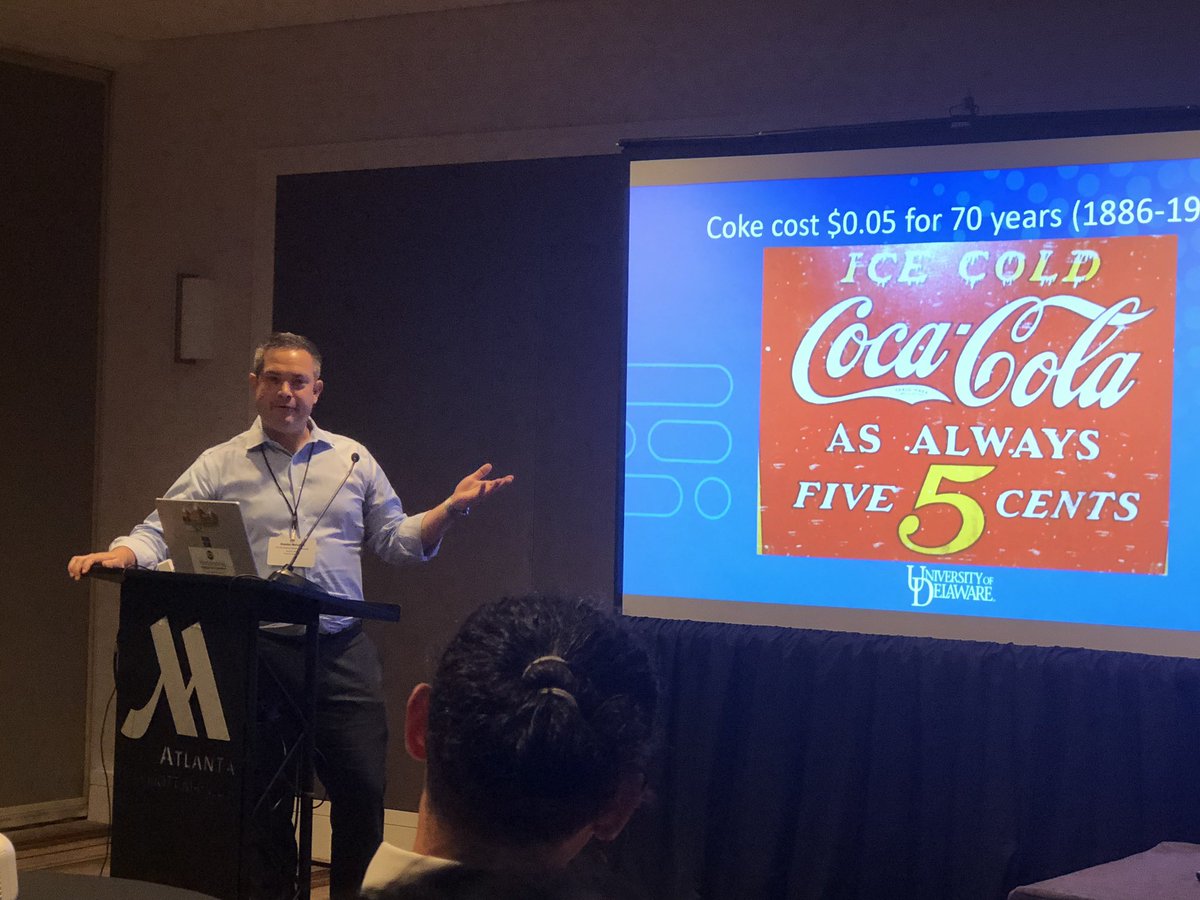 CamiDRyan's tweet photo. “Coca Cola cost a nickel for 70 years...” @McFaddenAgEcon
What?!?
File that one under “things I didn’t know”.
#choiceexperiments #willingnesstopay
@AAEA_Economics #AAEAATL19 https://t.co/irENOv6DBY