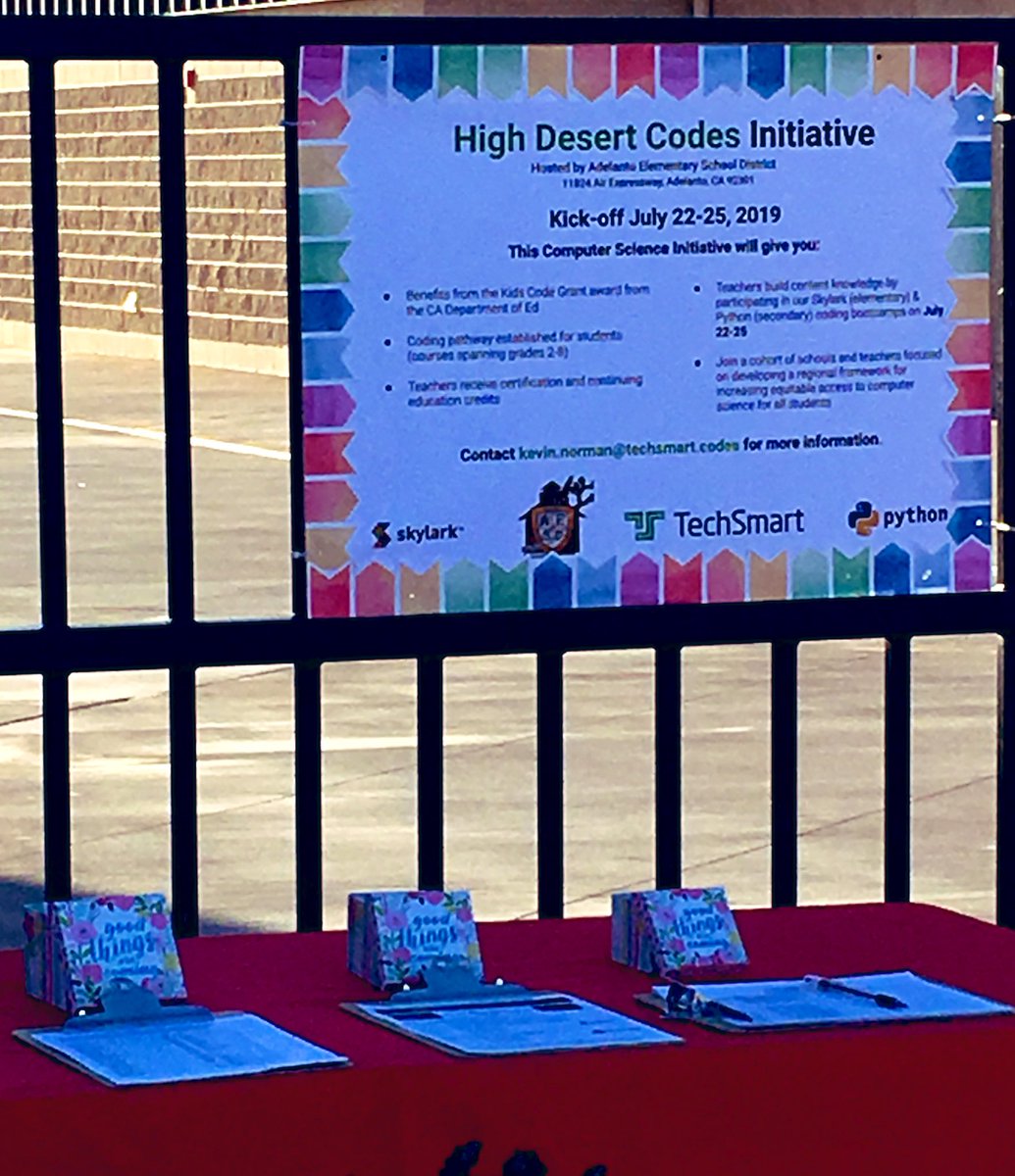 TechSmartCodes's tweet image. Today we’re excited to kickoff the #HighDesertCodes initiative with @DrAmy_AESD_Supt.

Over 30 teachers will be attending the coding boot camp to bring CS education to the region.

We also welcome the @IEEP_ for their support of opportunity for students.

#CSforAll #CSed