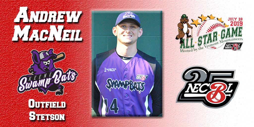 TheNECBL's tweet photo. Throughout the week, we're going to be highlighting our 2019 Fan Vote candidates!
First up is outfielder Andrew MacNeil from @swampbats_keene and @StetsonBaseball! MacNeil has been key piece in the SwampBats offense this season.
Go to https://t.co/ttNnUB2Mmm to #VoteAndrew https://t.co/FnjKrEMZDX