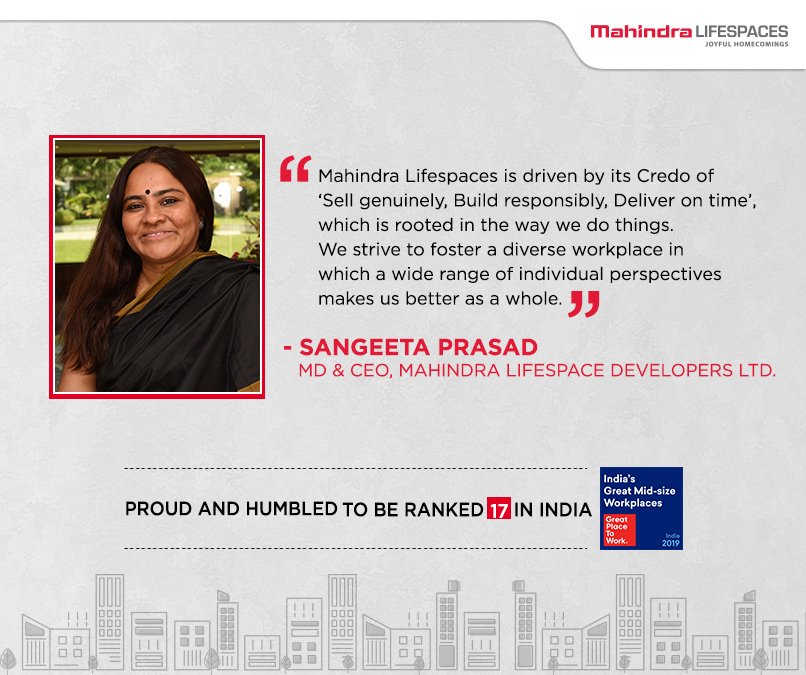 life_spaces's tweet photo. Our MD &amp; CEO, Sangeeta Prasad shares Mahindra Lifespaces' people philosophy and values.

#GreatPlaceToWork #LifeAtMLDL https://t.co/BevGNMWsHK