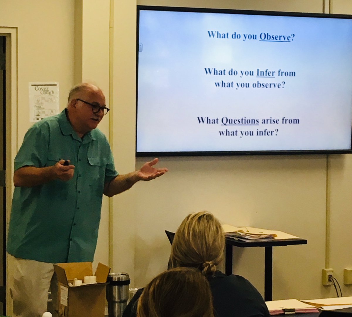 APSUeduc's tweet photo. @ScienceShorts3D speaking to #ruralscience #3Dscience workshop on the new science standards. Sharing three essential questions. https://t.co/vDrhFwSQ4D
