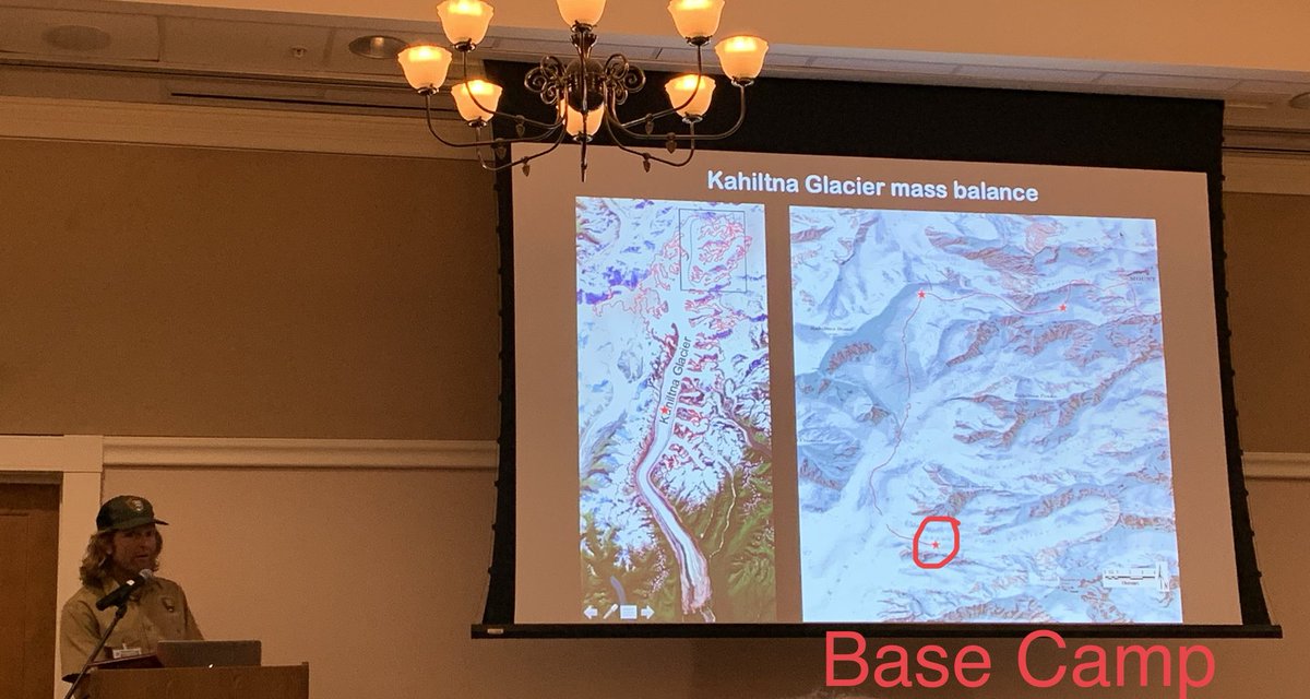 DanielFLeiva's tweet photo. Michael Loso discussing glaciers and feces left behind. Glacier/crevasses hospitable to bacteria; no UV beneath surface, stable temp, no freeze cycles. Ice does not destroy debris/detritus. Next? Genotyping of bacteria to determine if actually from humans #WMScb19 @WildMedSociety https://t.co/v4etYPKcBW