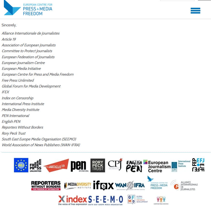 20 #PressFreedom groups call on the new #EU Commission President #VonderLayen to prioritise the #right2info, the protection of #journalists and media #freedom and pluralism. The EU Parliament is on your side!! ecpmf.eu/news/ecpmf/cal…