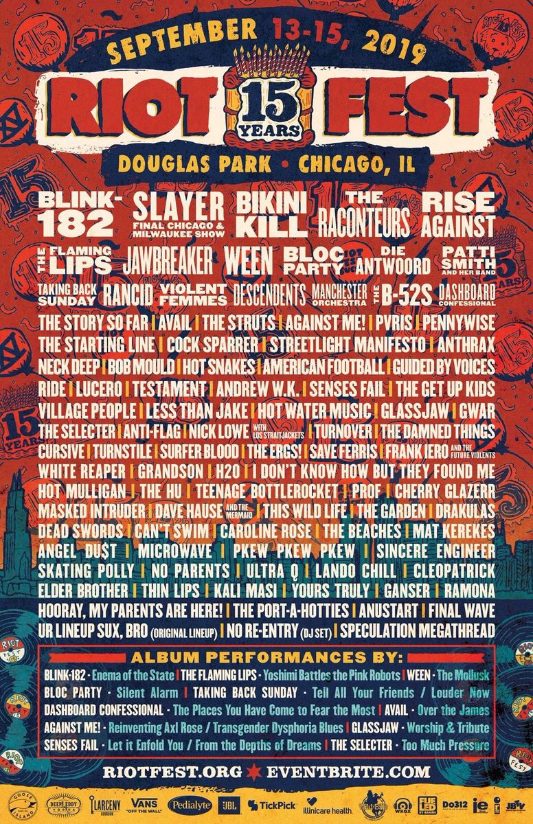 RiotFest's tweet photo. We're giving away a pair of Riot Fest GA tickets to one lucky person who RTs and follows us. And remember, the more you RT, the more people see, and the less likely you are to win. Tickets ON SALE NOW. September 13-15 at Douglas Park in Chicago, IL. https://t.co/ZXTd9VFWOX https://t.co/JumoClJbzm