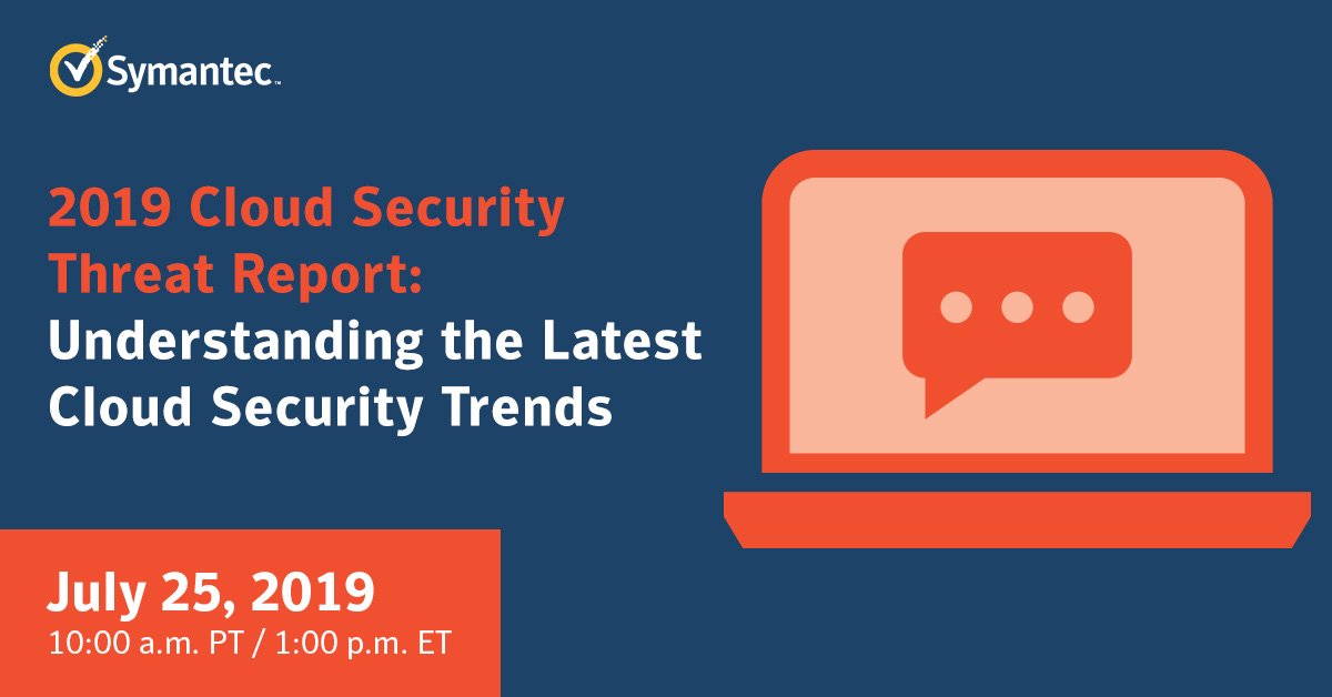 ArielleScesa's tweet photo. Just how secure is your organization’s cloud network? @Symantec's July 25 webinar covers #cloudsecurity trends and strategies to protect your data in the cloud. Register here. https://t.co/GF2nWIB1eT https://t.co/vHyixHaPqE