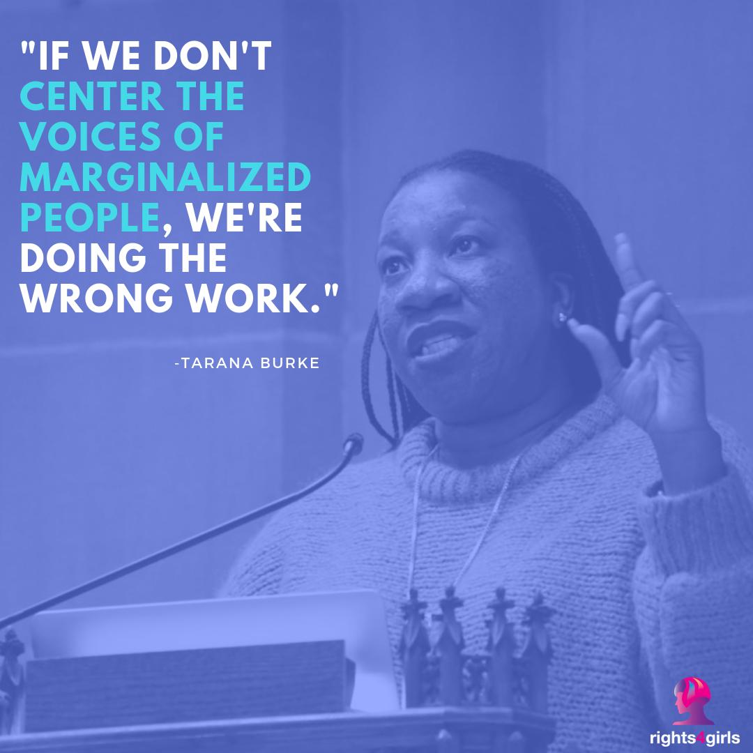 rights4girls's tweet image. To create a world where all girls are free from violence and exploitation, it is vital that the experiences and needs of our most marginalized young women and girls are centered. #TaranaBurke