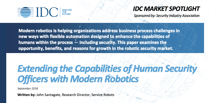 ICYMI: Checkout the IDC report'Extending the Capabilities of Human Security Officers with Modern Robotics' sponsored by @SIAonline 

idcdocserv.com/US44239418

#security #physicialsecurity #chiefsecurityofficer #directorsecurity #police #LawEnforcement