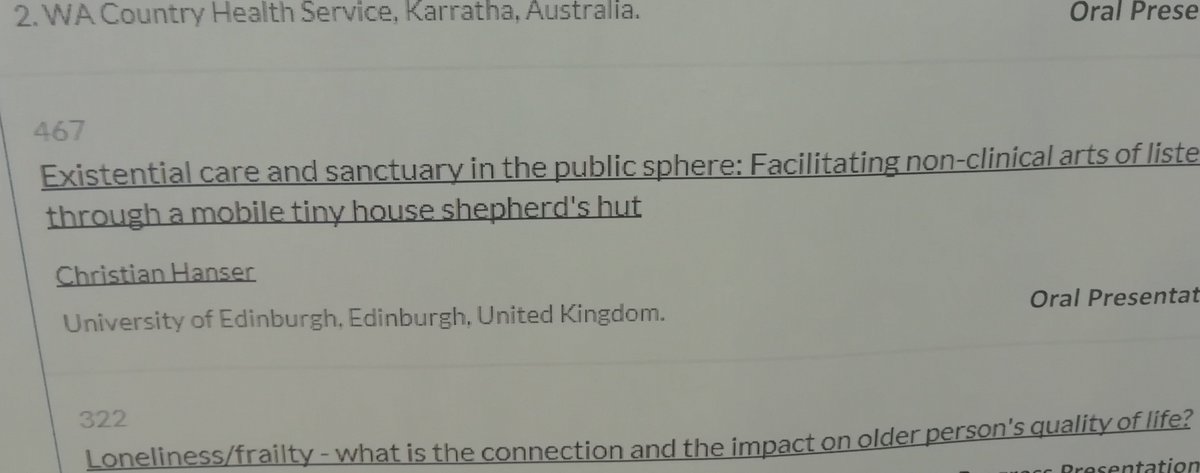 Mobile social work interventions with a tiny house shepherd’s hut. 20 min. Presentation in Isolation&amp;Loneliness panel on Thursday 16:00 - 17:30 V123 Vanbrugh College / 45 min. Video &amp; Discussion on Friday 9:00 - 9:45 and 9:45 - 10:30 DL036 Derwent College 
@icsw2019 #icswyork2019