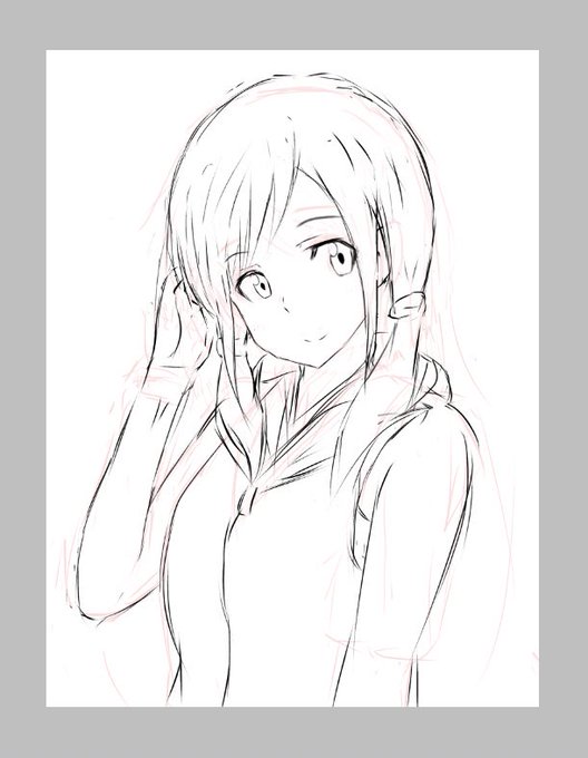 帰宅してそのまま描いてた 