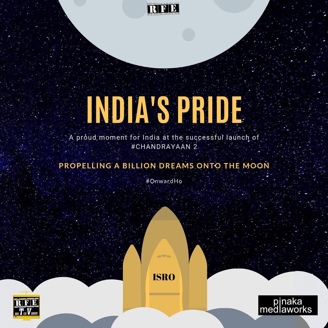 Official_RFE's tweet photo. Such a #ProudMoment for #India as #Chandrayaan2 launches into space today!
Kudos to team @isro on achieving this huge milestone!
#ISRO #Sriharikota #IndiaMoonMission #GSLVMkIII #MondayMotivation #IndiaSuccess #MissionMoon2 #JaiHind #LiftOff #indiaOnTheMoon #RFE2point0 https://t.co/mO8snKCGjD
