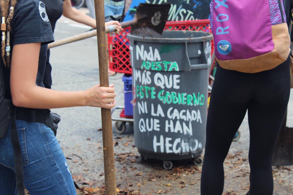 PulsoEST's tweet photo. #ParoNacionalRickyRenuncia | Grupo de manifestantes expresa que debemos hacer "tierra nueva" porque "este gobierno no funciona". 

📸: @zagridulce https://t.co/2n5kGJB6Lb