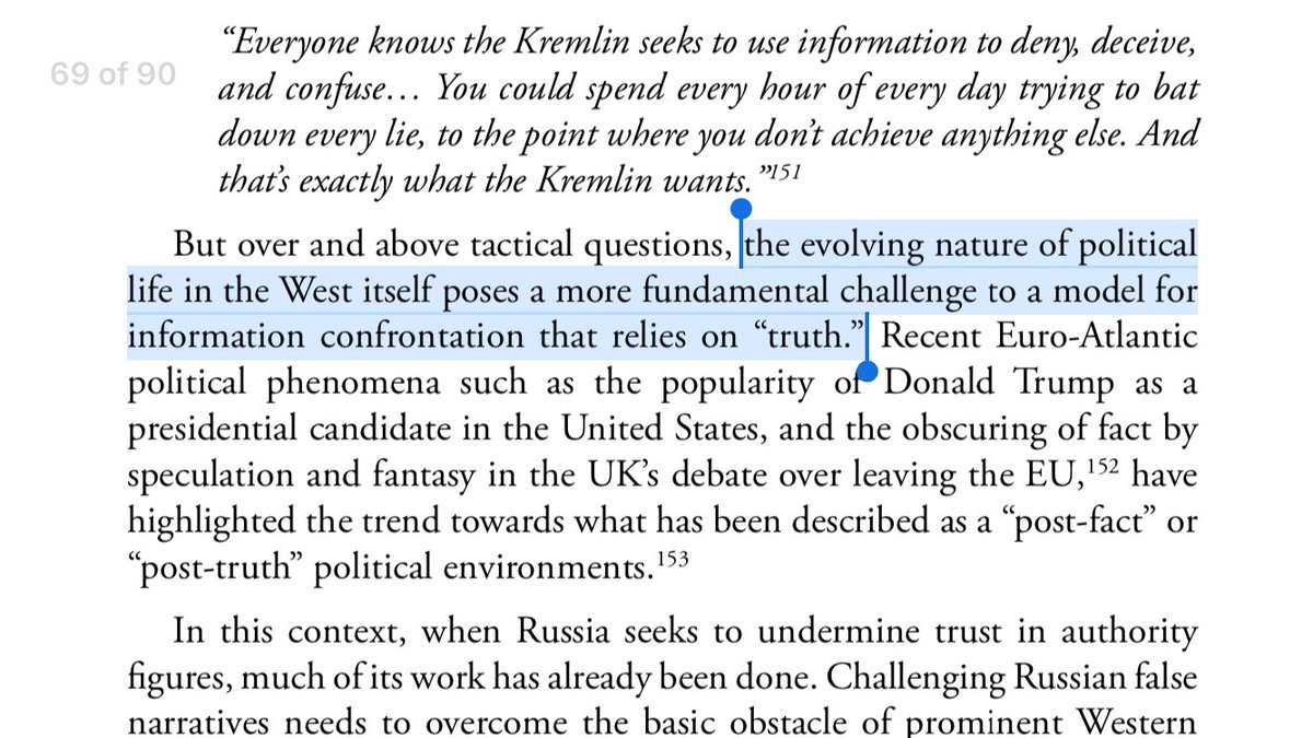 41/ LOVE’S LABOUR’S LOST: Countering lies is labor intensive and sure to keep smart people playing whack a mole, while the Kremlin gets puppets elected and prods democracies to implode from within.That Mr. Giles wrote this in 2016 is a marvel.