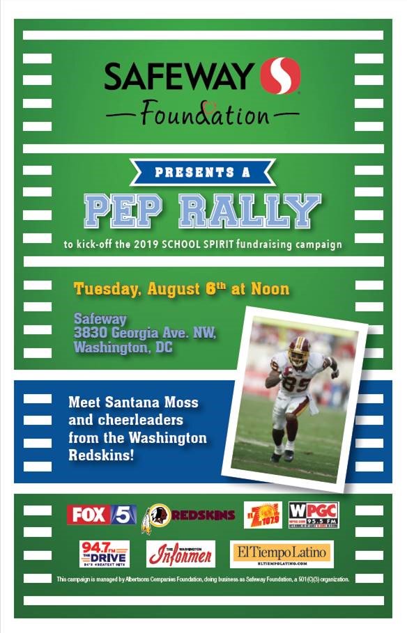 rosehilles's tweet image. To kick off this year’s Safeway Foundation Fundraiser, we are going to be holding a fun-filled PEP RALLY at the Safeway Petworth store in Washington, DC on Tuesday, August 6th. #SafewayFoundation #RoseHillES #PutSomePepInYourStep