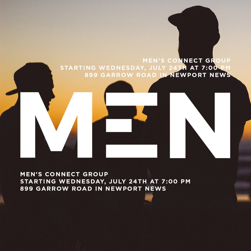 CrossWalkCC's tweet photo. Good news, men! THIS WEDNESDAY, July 24th at 7pm, we're kicking off our Newport News Men's Group! 

We'll start gathering every other week to dive into the word of God and make a difference in our families, friends, and workplaces!

It all starts July 24th at 7pm
899 Garrow Road https://t.co/KIokHBNjWs