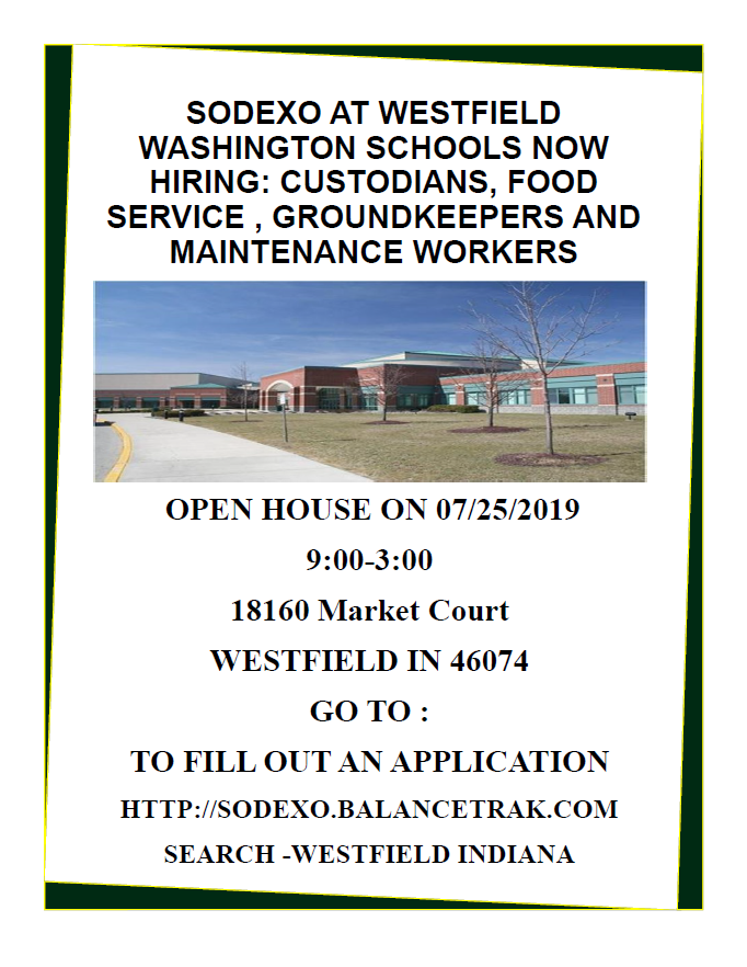 Westfield Washington Schools are looking for great team members for food service and facilities.  Flexible schedules available.