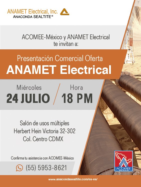 AcomeeMexico's tweet image. ANAMET
te invita a su Plática Teórica de Capacitación:
“Presentación Comercial Oferta ANAMET Electrical” 
🗓️ Miércoles 24 de Julio 
⏳ 6:00 pm
📍Victoria 32 int.302 Col. Centro |
#Anamet #PlaticasdeCapacitación #ACOMEEMexico #Conocimiento #Actualízate #SectorEléctrico